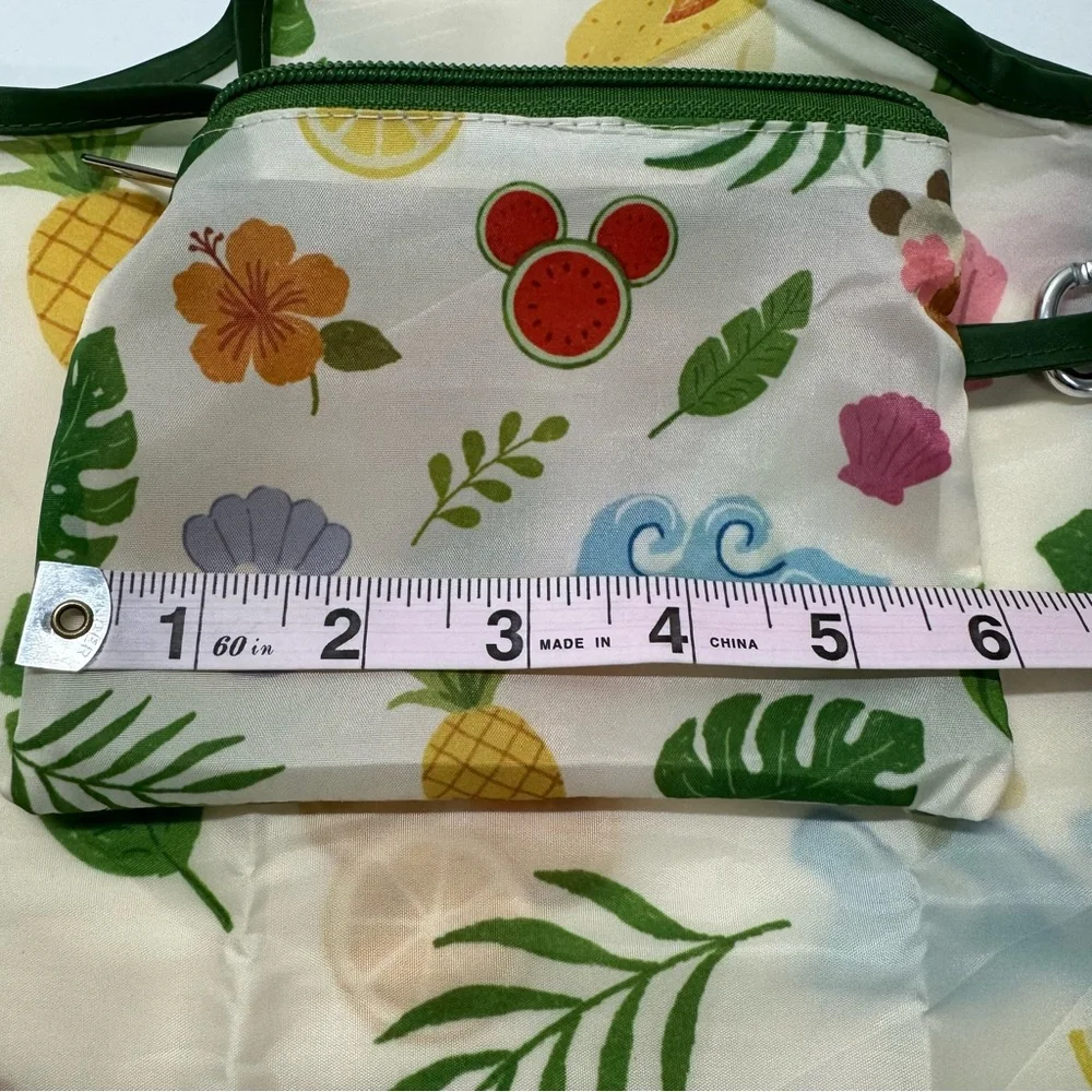 Reusable Packable Tote Bag In Pouch Seashells Palm Leaves Flowers Travel